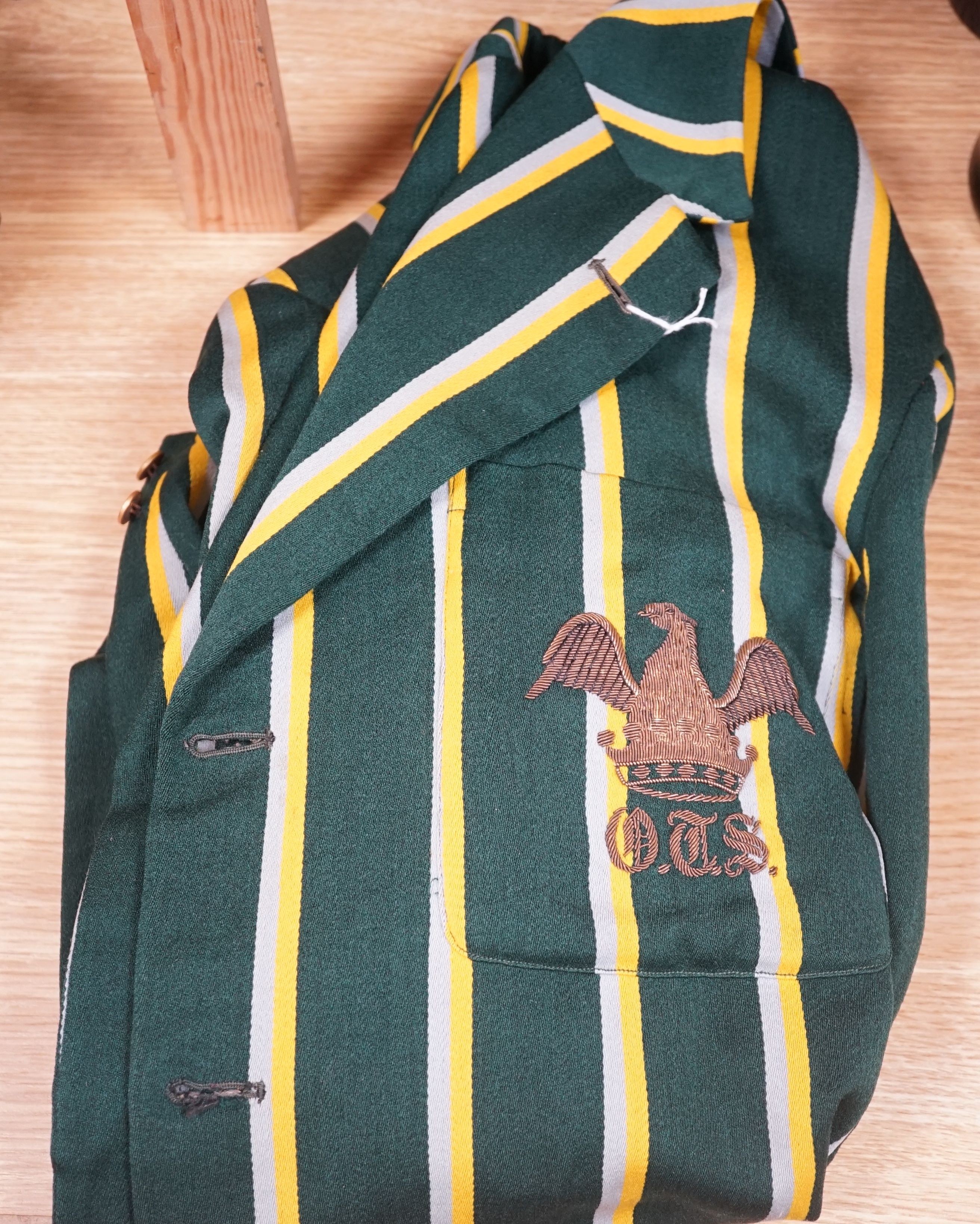 A 1930's school sports blazer, monogram 'OTS'